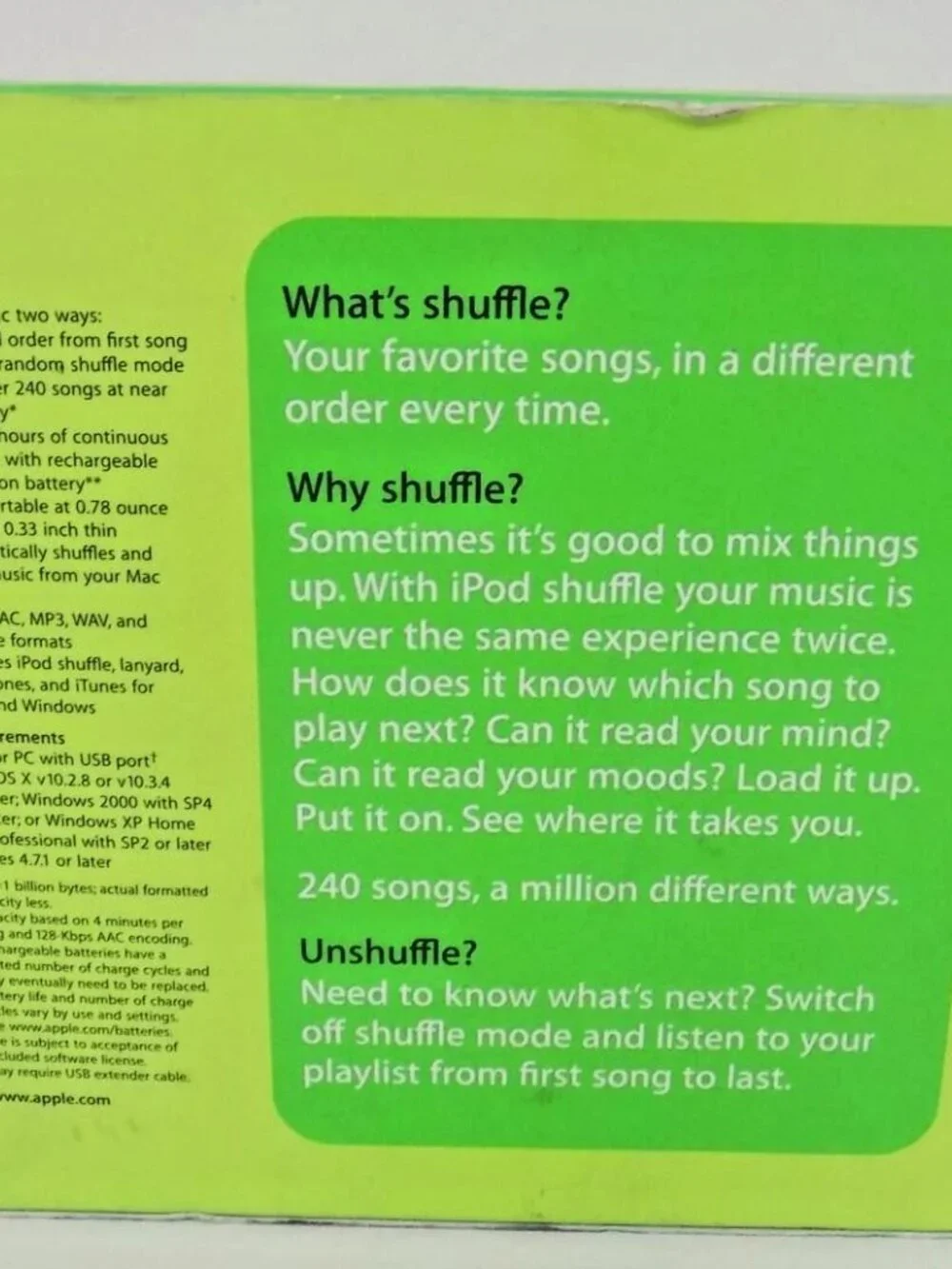 Apple iPod Shuffle 1st Generation Original 1GB Missing Headphones (Open Box)